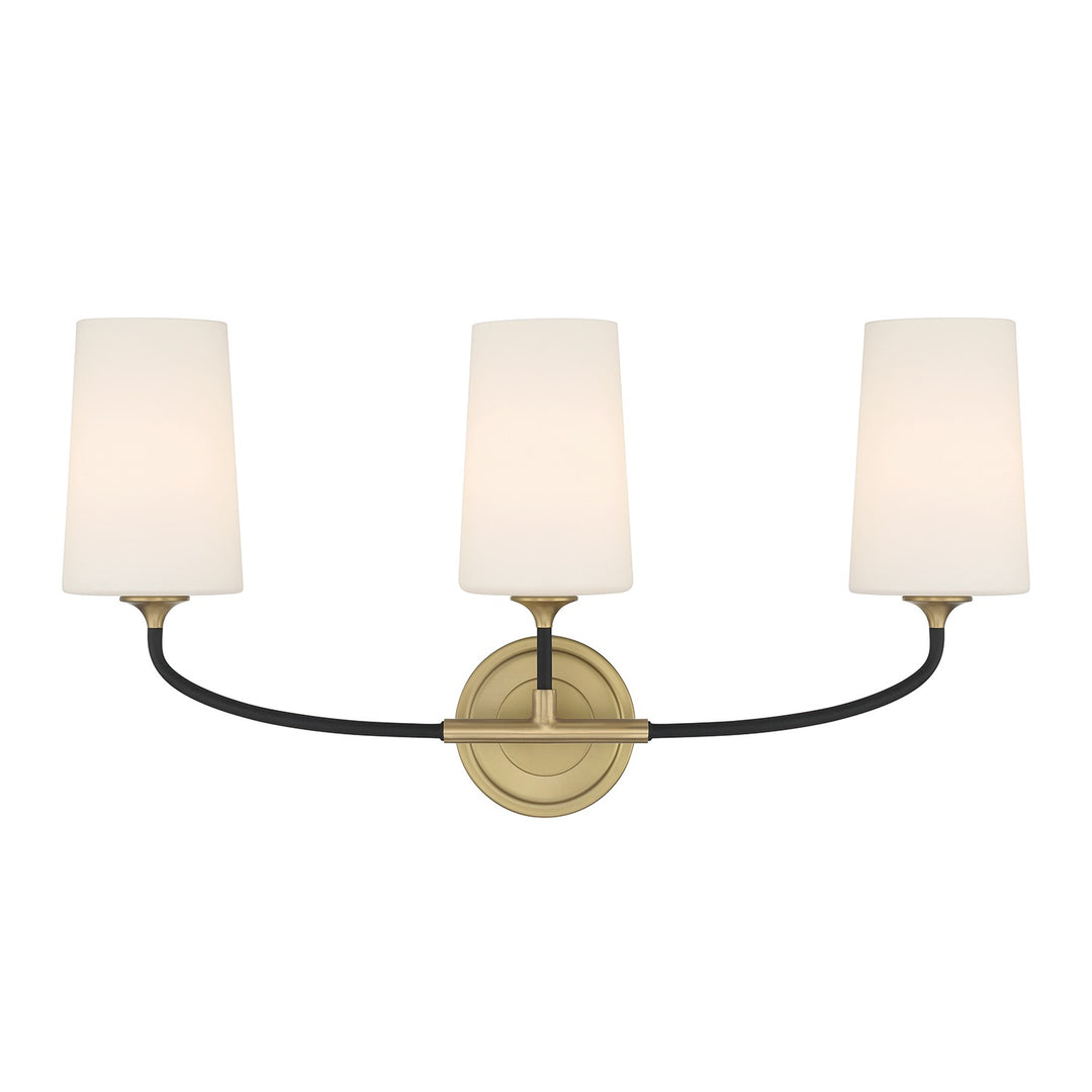 Niles Three Light Bath in Black Forged + Modern Gold - available from The Lighting Shoppe, trusted by Canadian homeowners
