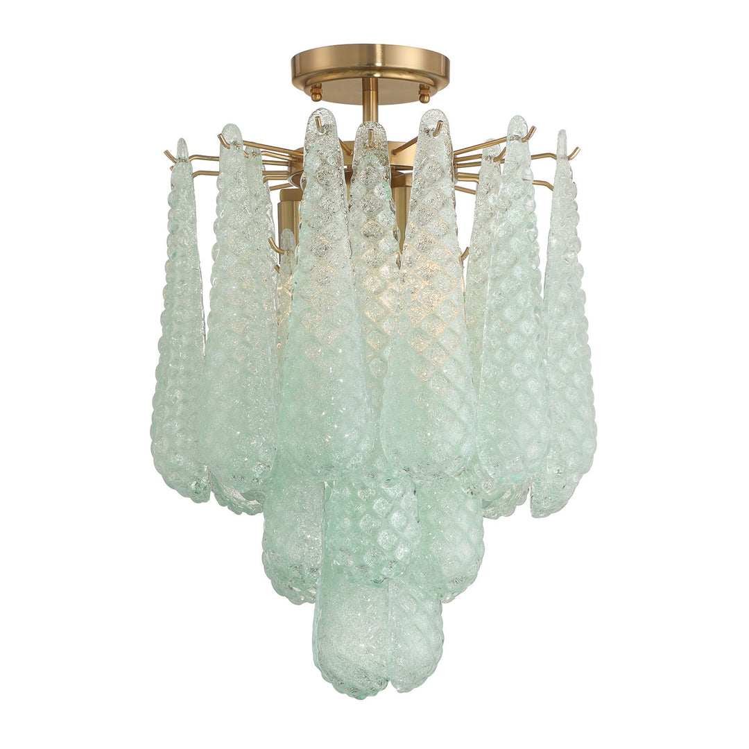 Ollie Four Light Semi Flush Mount in Aged Brass - available from The Lighting Shoppe, trusted by Canadian homeowners