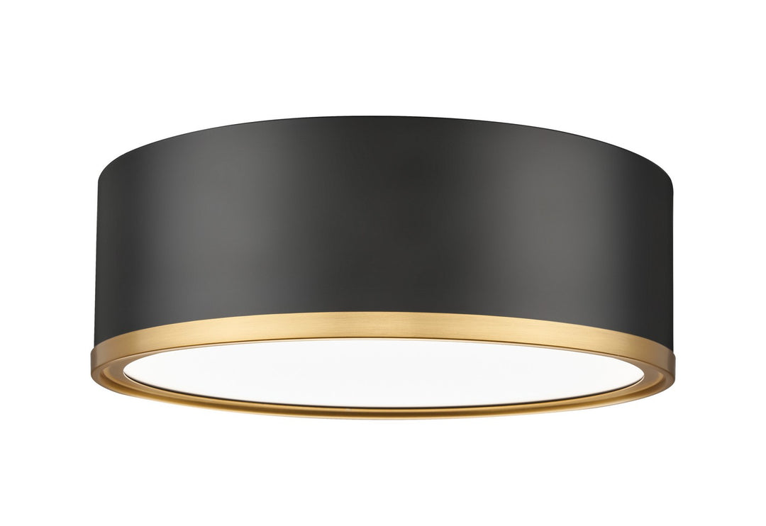 Bradley LED Flush Mount in Matte Black + Modern Gold - available from The Lighting Shoppe, trusted by Canadian homeowners