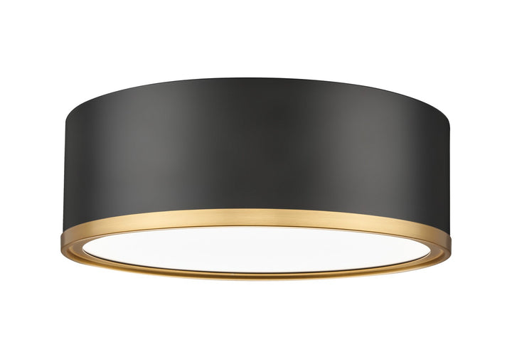 Bradley LED Flush Mount in Matte Black + Modern Gold - available from The Lighting Shoppe, trusted by Canadian homeowners