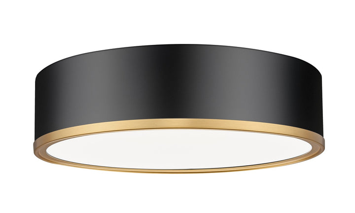 Bradley LED Flush Mount in Matte Black + Modern Gold - available from The Lighting Shoppe, trusted by Canadian homeowners