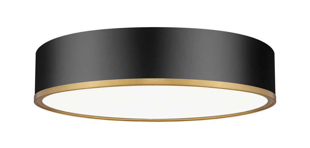 Bradley LED Flush Mount in Matte Black + Modern Gold - available from The Lighting Shoppe, trusted by Canadian homeowners