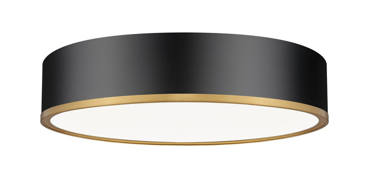 Bradley LED Flush Mount in Matte Black + Modern Gold - available from The Lighting Shoppe, trusted by Canadian homeowners
