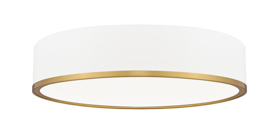 Bradley LED Flush Mount in Matte White + Modern Gold - available from The Lighting Shoppe, trusted by Canadian homeowners