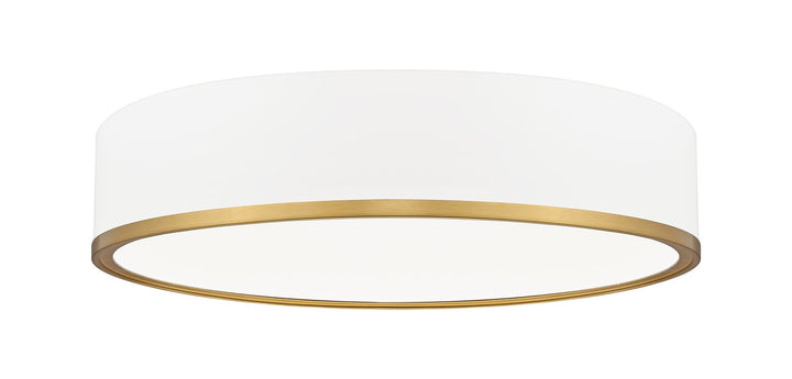 Bradley LED Flush Mount in Matte White + Modern Gold - available from The Lighting Shoppe, trusted by Canadian homeowners
