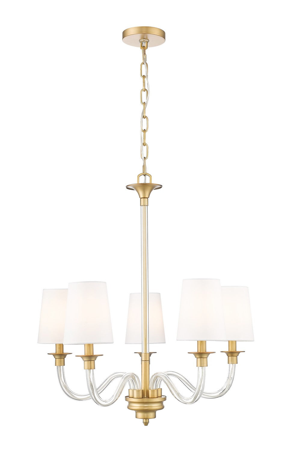 Katerina Five Light Chandelier in Rubbed Brass - available from The Lighting Shoppe, trusted by Canadian homeowners