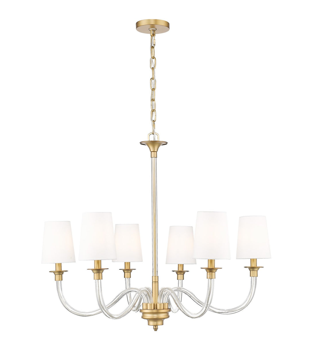 Katerina Six Light Chandelier in Rubbed Brass - available from The Lighting Shoppe, trusted by Canadian homeowners