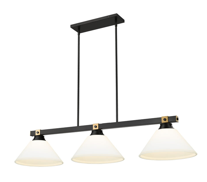 Z-Lite Canada - 1955-3MB-RB-AMO14 - Three Light Billiard - Bronte - Matte Black + Rubbed Brass