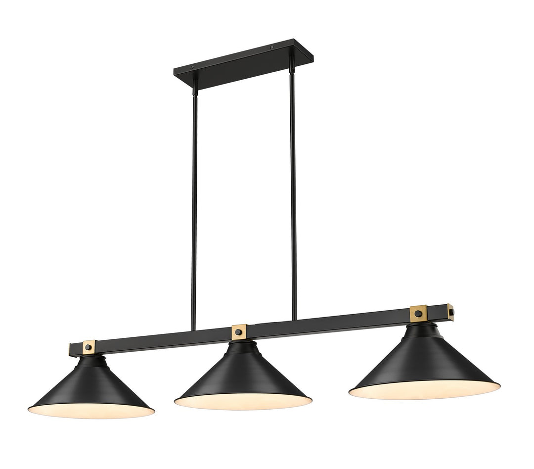 Z-Lite Canada - 1955-3MB-RB-MB15 - Three Light Billiard - Bronte - Matte Black + Rubbed Brass