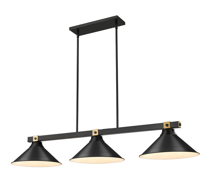 Z-Lite Canada - 1955-3MB-RB-MB15 - Three Light Billiard - Bronte - Matte Black + Rubbed Brass