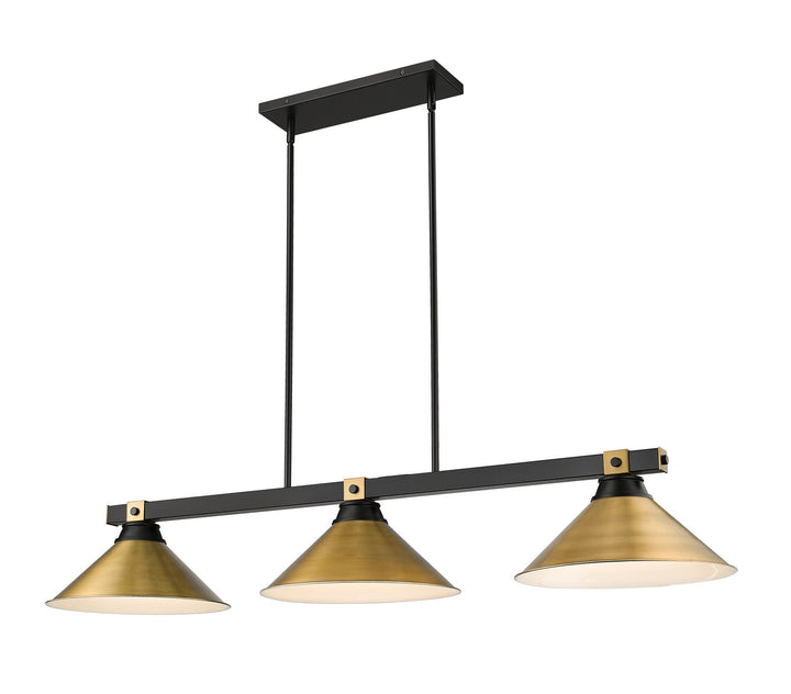 Z-Lite Canada - 1955-3MB-RB-RB15 - Three Light Billiard - Bronte - Matte Black + Rubbed Brass