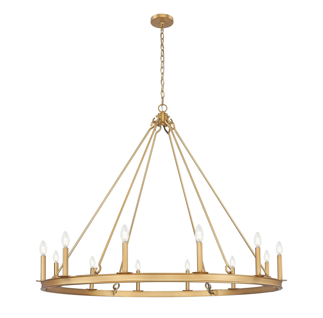 Barclay 12 Light Chandelier in Rubbed Brass - available from The Lighting Shoppe, trusted by Canadian homeowners