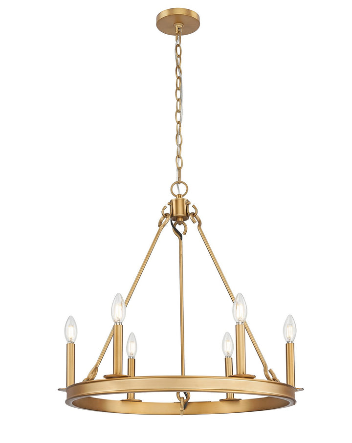 Barclay Six Light Chandelier in Rubbed Brass - available from The Lighting Shoppe, trusted by Canadian homeowners
