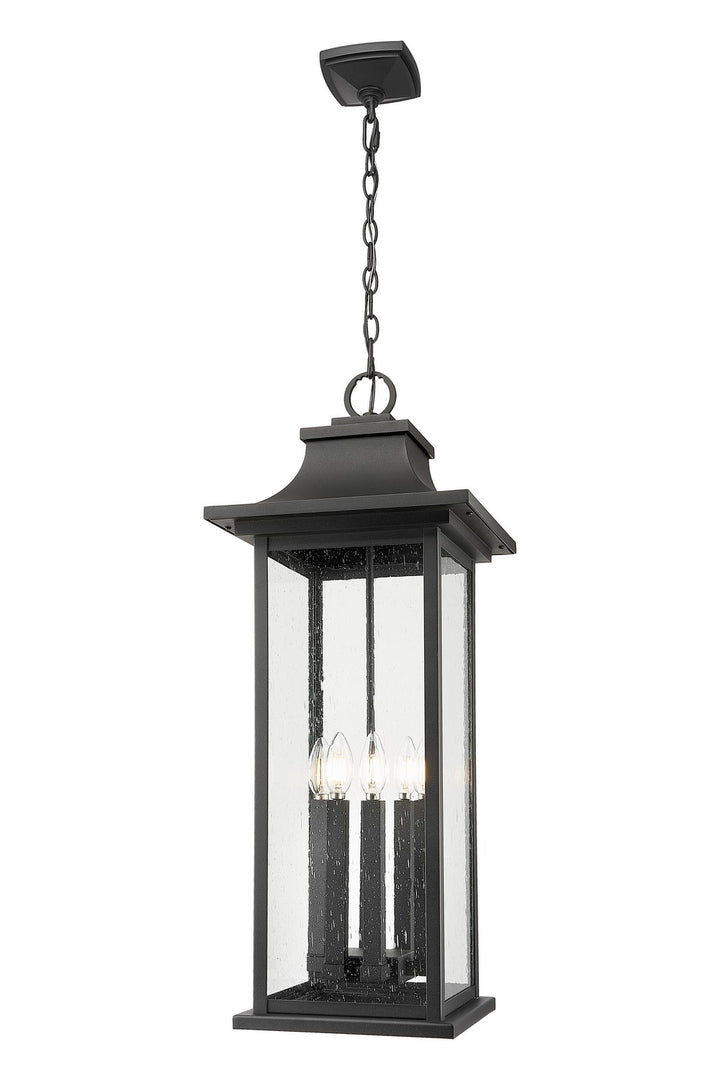 Tiberius Six Light Outdoor Chain Mount Ceiling Fixture in Black - available from The Lighting Shoppe, trusted by Canadian homeowners