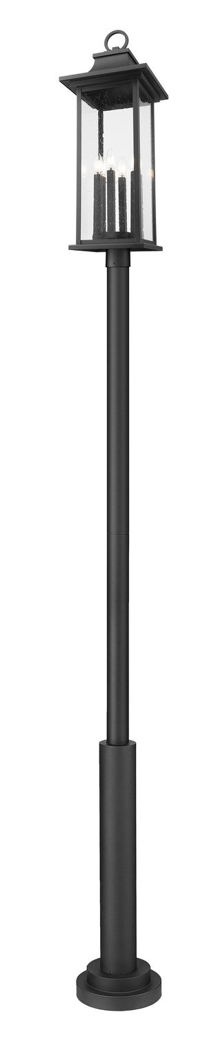 Tiberius Six Light Outdoor Post Mounted Fixture in Black - available from The Lighting Shoppe, trusted by Canadian homeowners