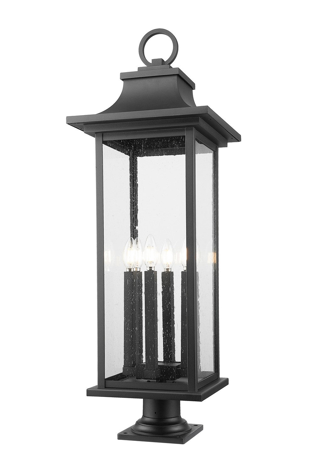 Tiberius Six Light Outdoor Pier Mounted Fixture in Black - available from The Lighting Shoppe, trusted by Canadian homeowners