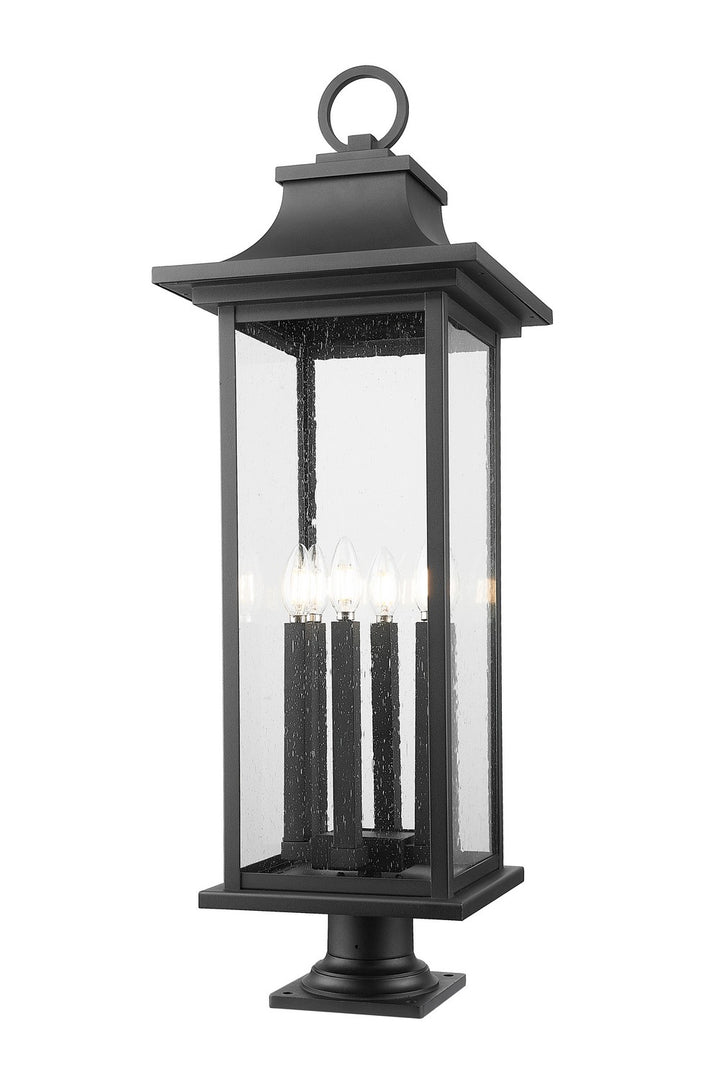 Tiberius Six Light Outdoor Pier Mounted Fixture in Black - available from The Lighting Shoppe, trusted by Canadian homeowners