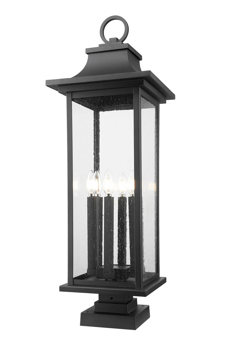 Tiberius Six Light Outdoor Pier Mounted Fixture in Black - available from The Lighting Shoppe, trusted by Canadian homeowners