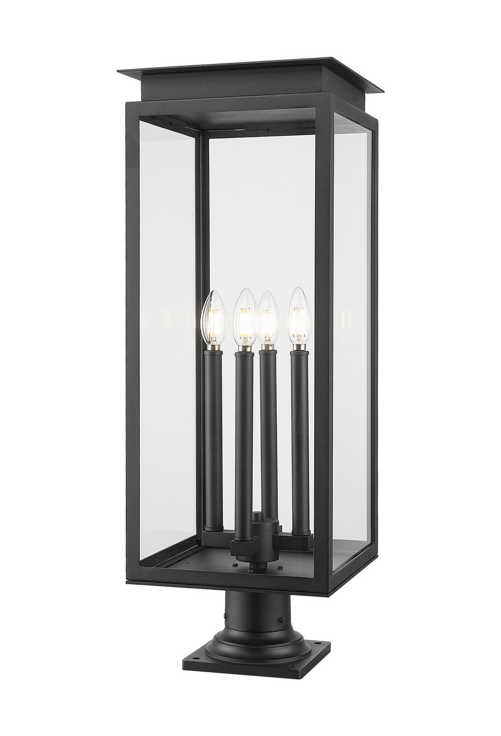 Nova Four Light Outdoor Pier Mounted Fixture in Black - available from The Lighting Shoppe, trusted by Canadian homeowners
