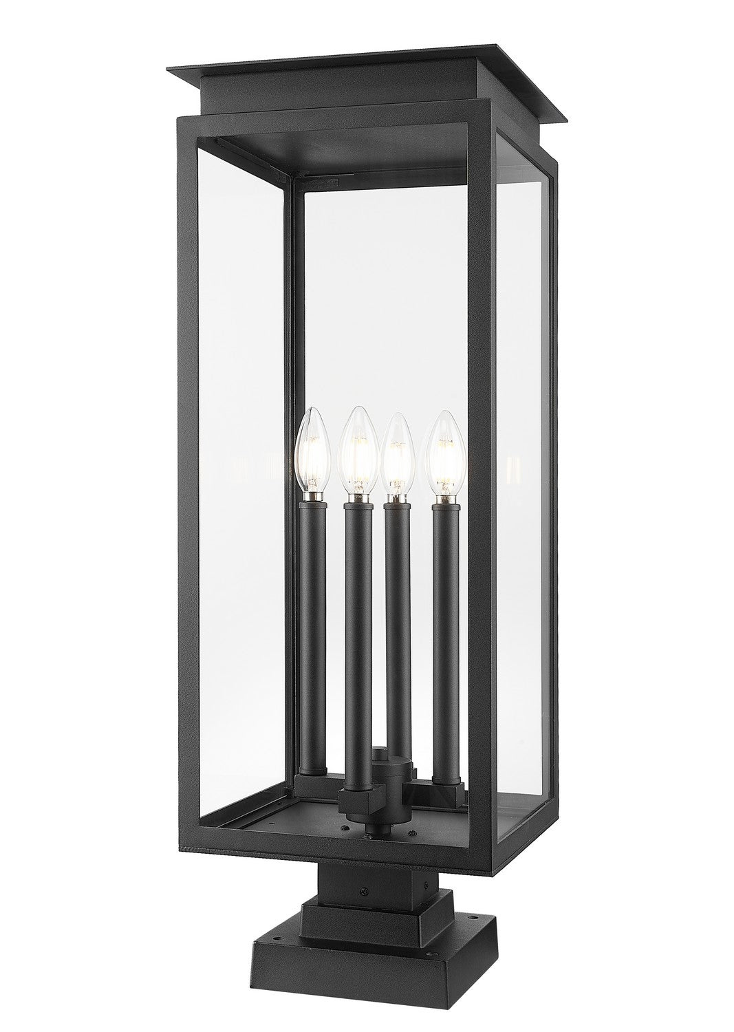 Nova Four Light Outdoor Pier Mounted Fixture in Black - available from The Lighting Shoppe, trusted by Canadian homeowners