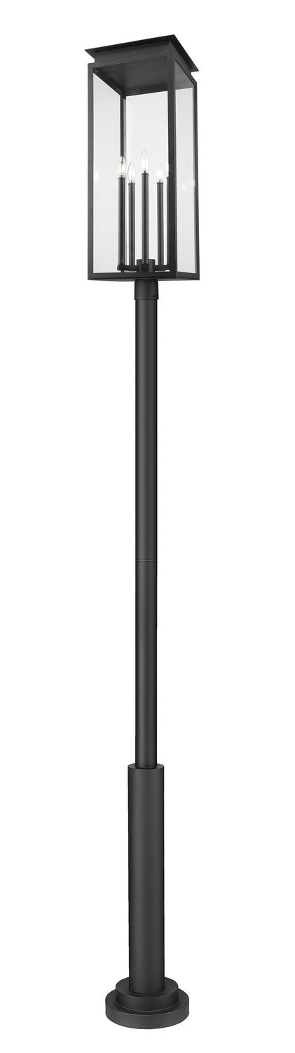 Nova Five Light Outdoor Post Mounted Fixture in Black - available from The Lighting Shoppe, trusted by Canadian homeowners
