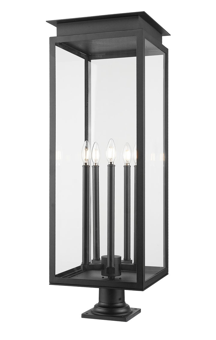 Nova Five Light Outdoor Pier Mounted Fixture in Black - available from The Lighting Shoppe, trusted by Canadian homeowners