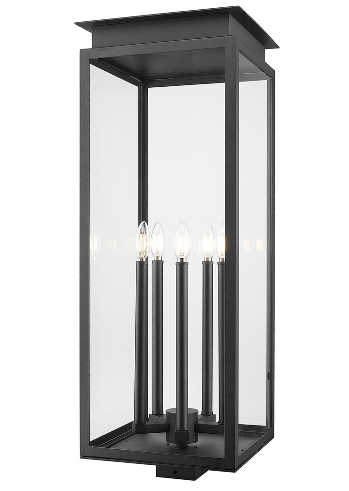 Nova Five Light Outdoor Post Mount Fixture in Black - available from The Lighting Shoppe, trusted by Canadian homeowners