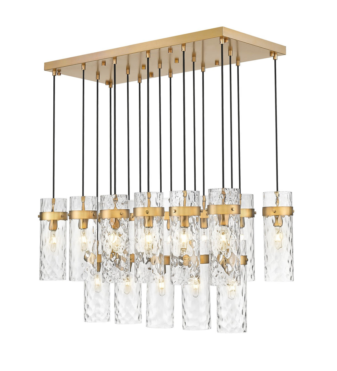 Fontaine 17 Light Linear Chandelier in Rubbed Brass - available from The Lighting Shoppe, trusted by Canadian homeowners