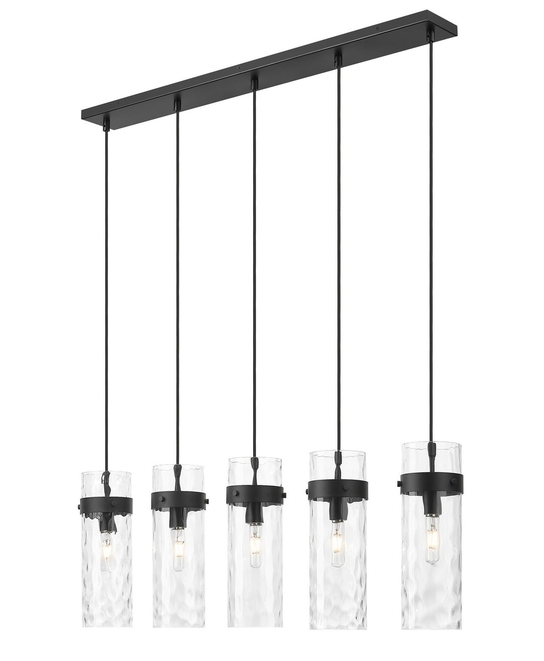 Fontaine Five Light Linear Chandelier in Matte Black - available from The Lighting Shoppe, trusted by Canadian homeowners