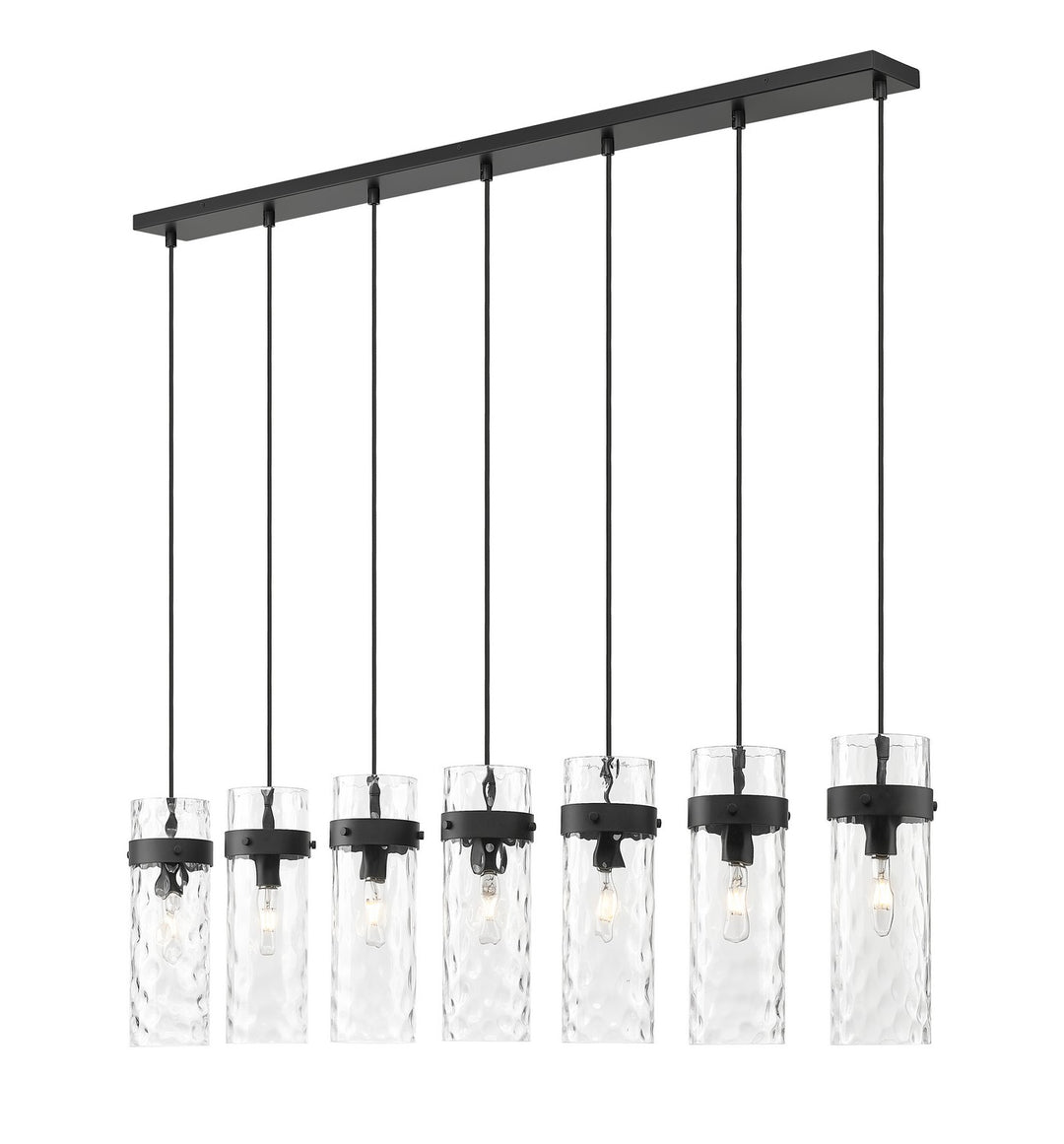 Fontaine Seven Light Linear Chandelier in Matte Black - available from The Lighting Shoppe, trusted by Canadian homeowners