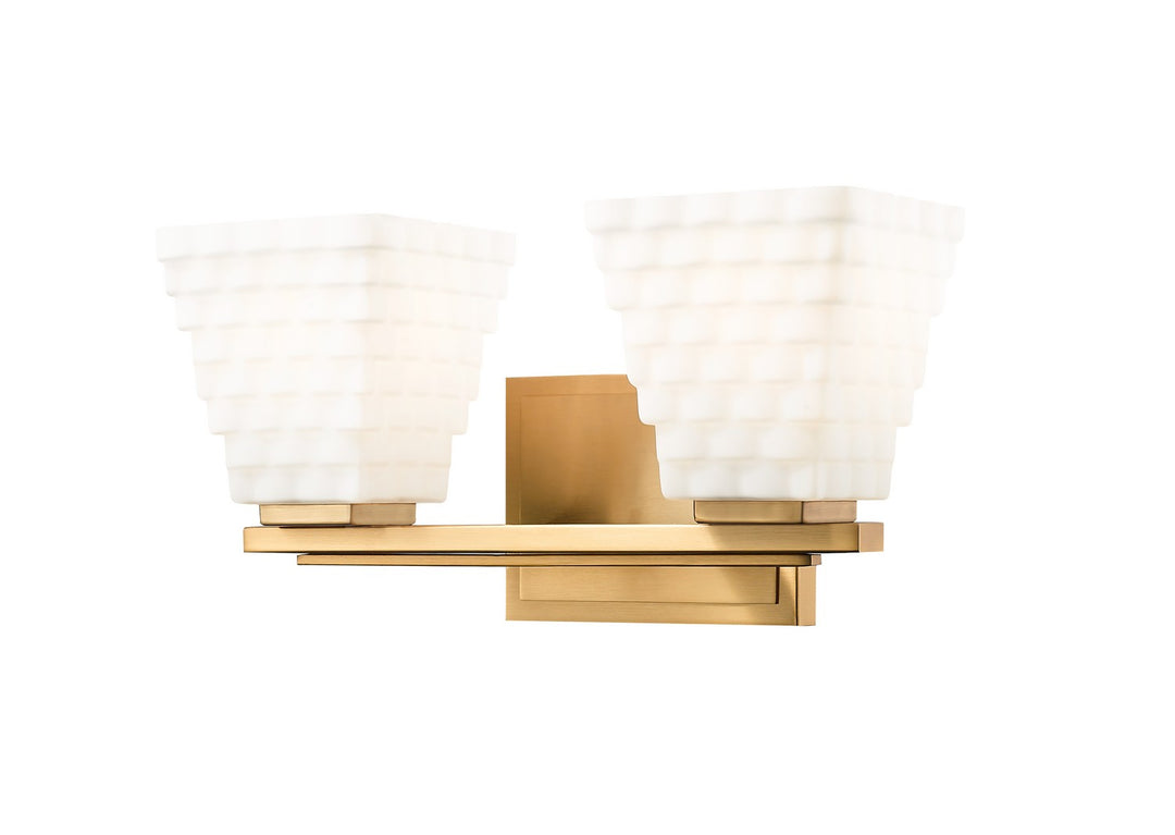 Annalise Two Light Vanity in Modern Gold - available from The Lighting Shoppe, trusted by Canadian homeowners