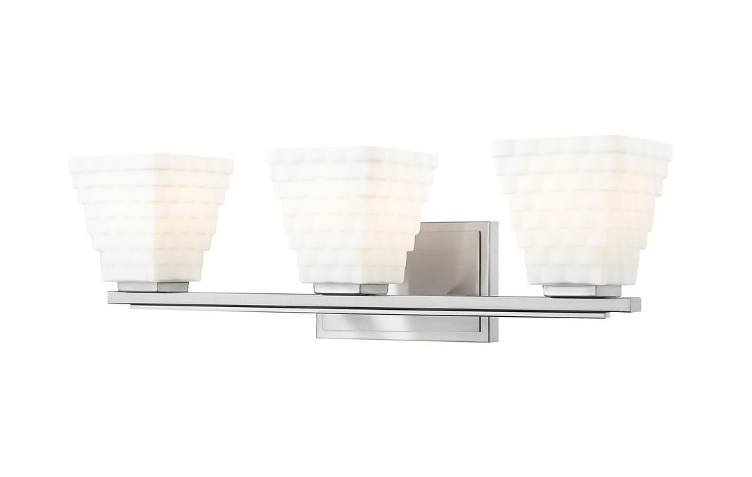 Annalise Three Light Vanity in Brushed Nickel - available from The Lighting Shoppe, trusted by Canadian homeowners