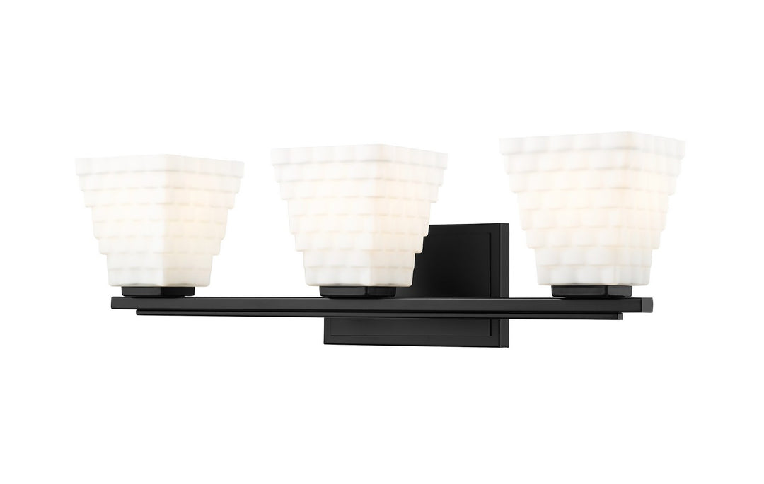 Annalise Three Light Vanity in Matte Black - available from The Lighting Shoppe, trusted by Canadian homeowners