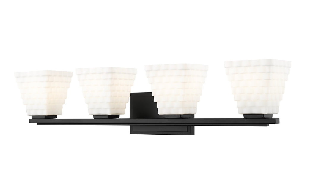 Annalise Four Light Vanity in Matte Black - available from The Lighting Shoppe, trusted by Canadian homeowners