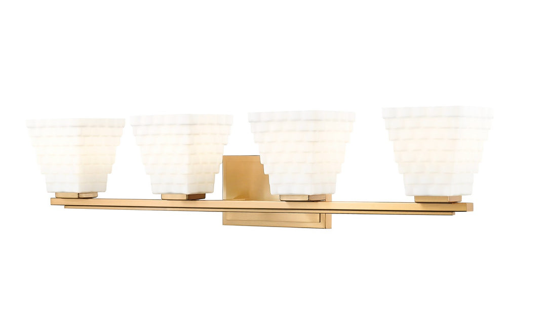 Annalise Four Light Vanity in Modern Gold - available from The Lighting Shoppe, trusted by Canadian homeowners