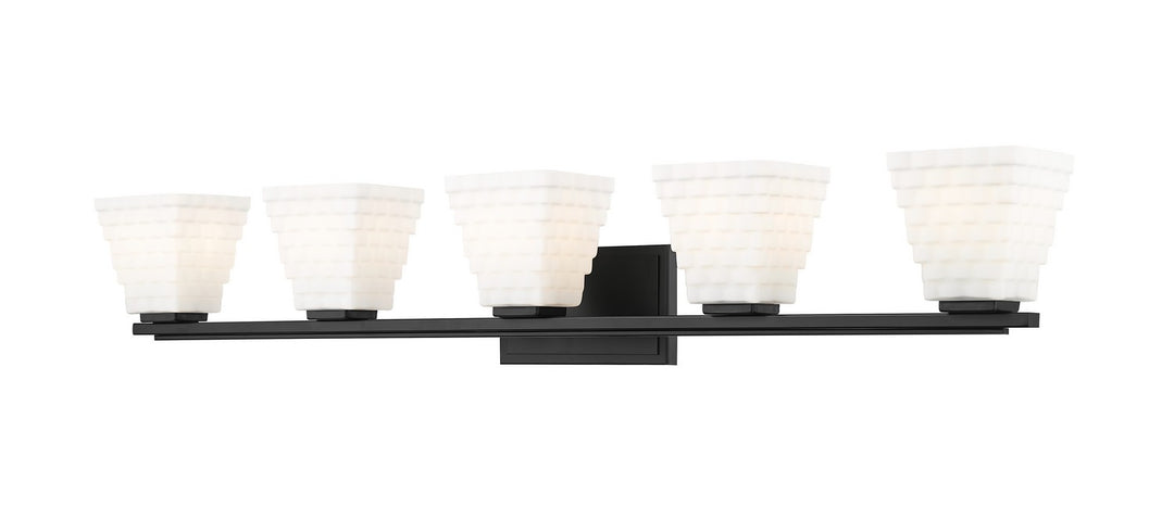 Annalise Five Light Vanity in Matte Black - available from The Lighting Shoppe, trusted by Canadian homeowners