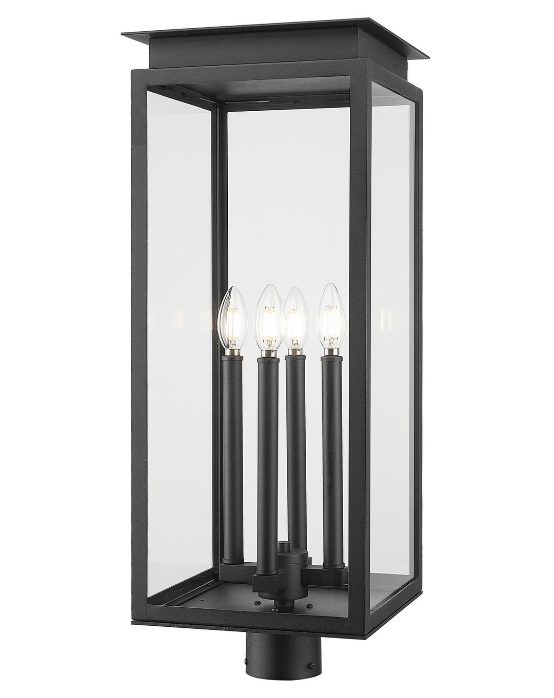 Nova Four Light Outdoor Post Mount Fixture in Black - available from The Lighting Shoppe, trusted by Canadian homeowners