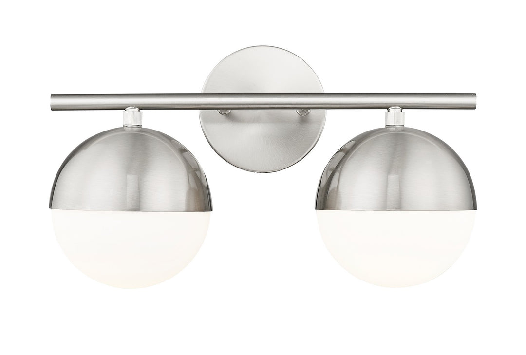 Realm Sphere Two Light Vanity in Brushed Nickel - available from The Lighting Shoppe, trusted by Canadian homeowners