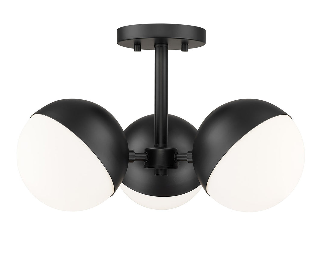Realm Sphere Three Light Semi Flush Mount in Matte Black - available from The Lighting Shoppe, trusted by Canadian homeowners
