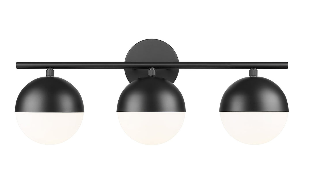 Realm Sphere Three Light Vanity in Matte Black - available from The Lighting Shoppe, trusted by Canadian homeowners