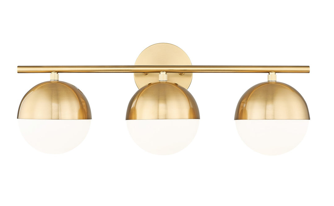 Realm Sphere Three Light Vanity in Modern Gold - available from The Lighting Shoppe, trusted by Canadian homeowners