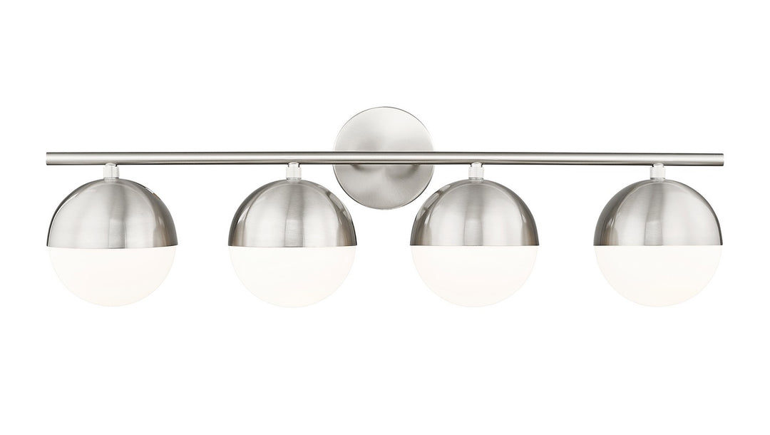 Realm Sphere Four Light Vanity in Brushed Nickel - available from The Lighting Shoppe, trusted by Canadian homeowners