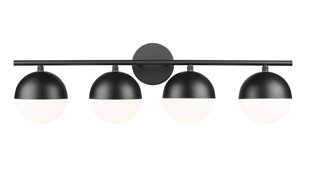 Realm Sphere Four Light Vanity in Matte Black - available from The Lighting Shoppe, trusted by Canadian homeowners