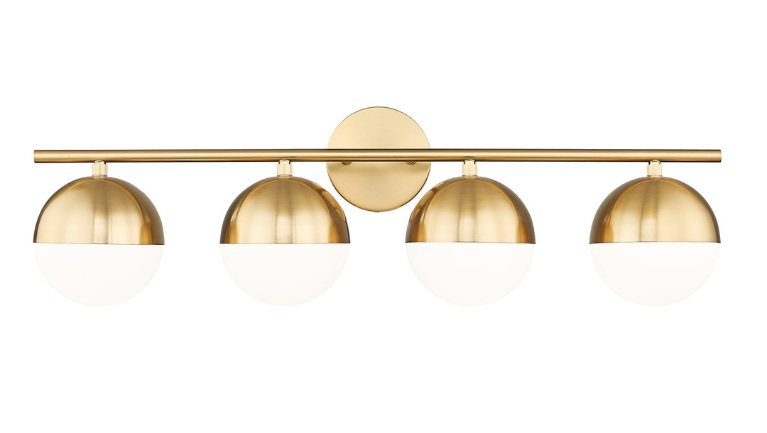 Realm Sphere Four Light Vanity in Modern Gold - available from The Lighting Shoppe, trusted by Canadian homeowners