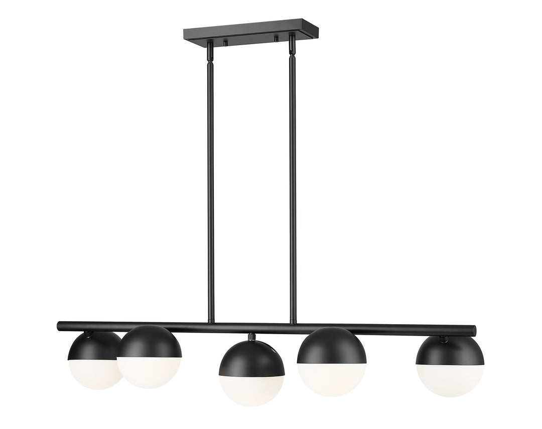 Realm Sphere Five Light Linear Chandelier in Matte Black - available from The Lighting Shoppe, trusted by Canadian homeowners