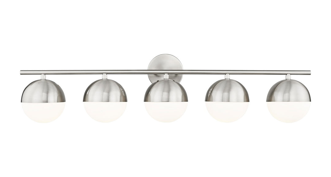 Realm Sphere Five Light Vanity in Brushed Nickel - available from The Lighting Shoppe, trusted by Canadian homeowners