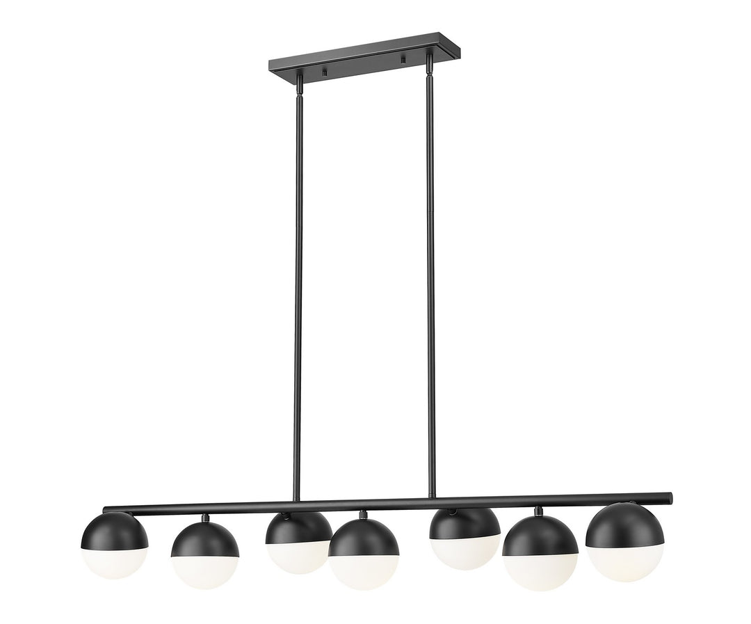 Realm Sphere Seven Light Linear Chandelier in Matte Black - available from The Lighting Shoppe, trusted by Canadian homeowners