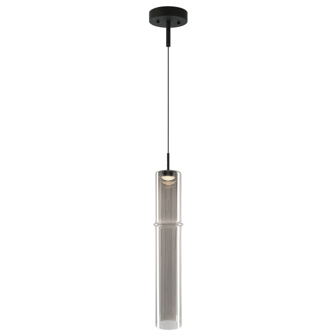 Matteo Canada - C30611MBSM - One Light Pendant - Bambu - Matte Black + Smoked Glass