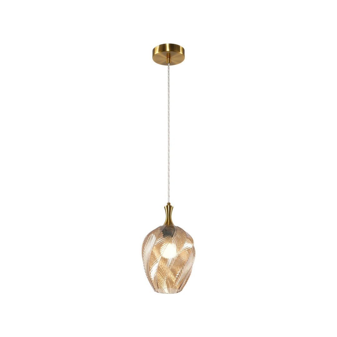 Matteo Canada - C30903AGAM - One Light Pendant - Eesha - Aged Gold Brass + Amber Glass