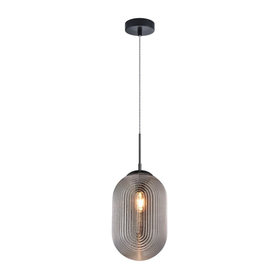 Matteo Canada - C31001MBSM - One Light Pendant - Maruna - Matte Black + Smoked Glass